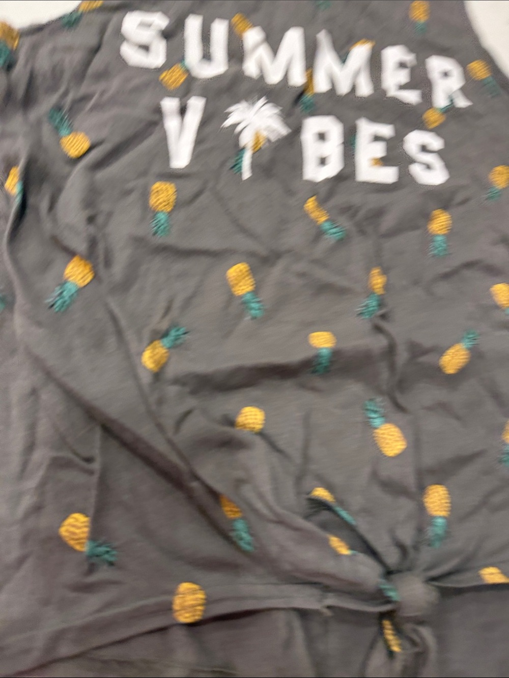 Fifth Sun Gray Tank Top with Yellow Pineapple Print